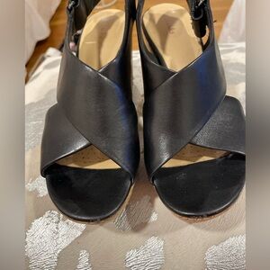 Clark’s absolutely beautiful black and cork sandals